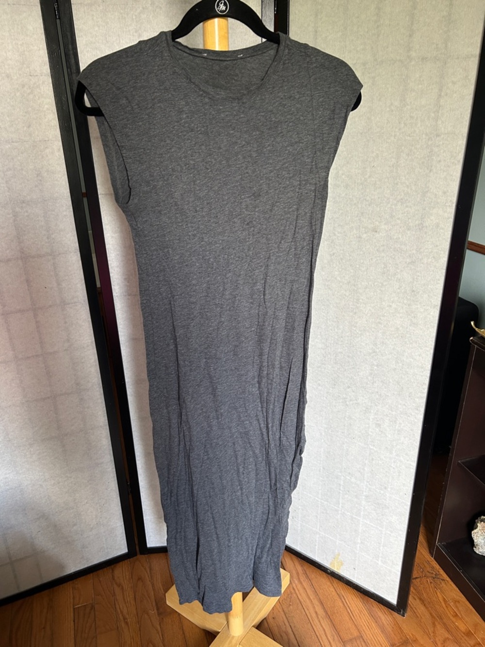 Sleeveless Charcoal Gray Midi Dress